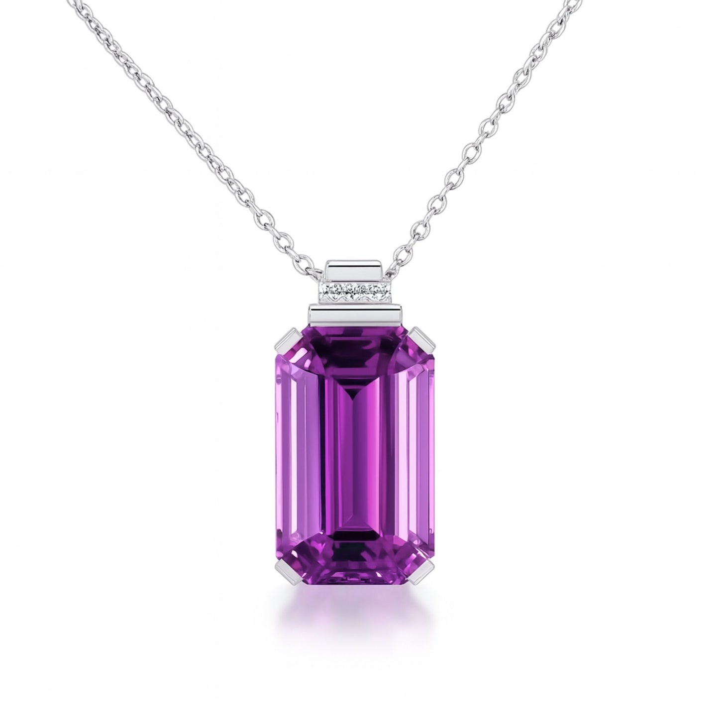 14K 20.41ct Emerald Cut Kunzite 0.04cttw White Diamonds Pendant