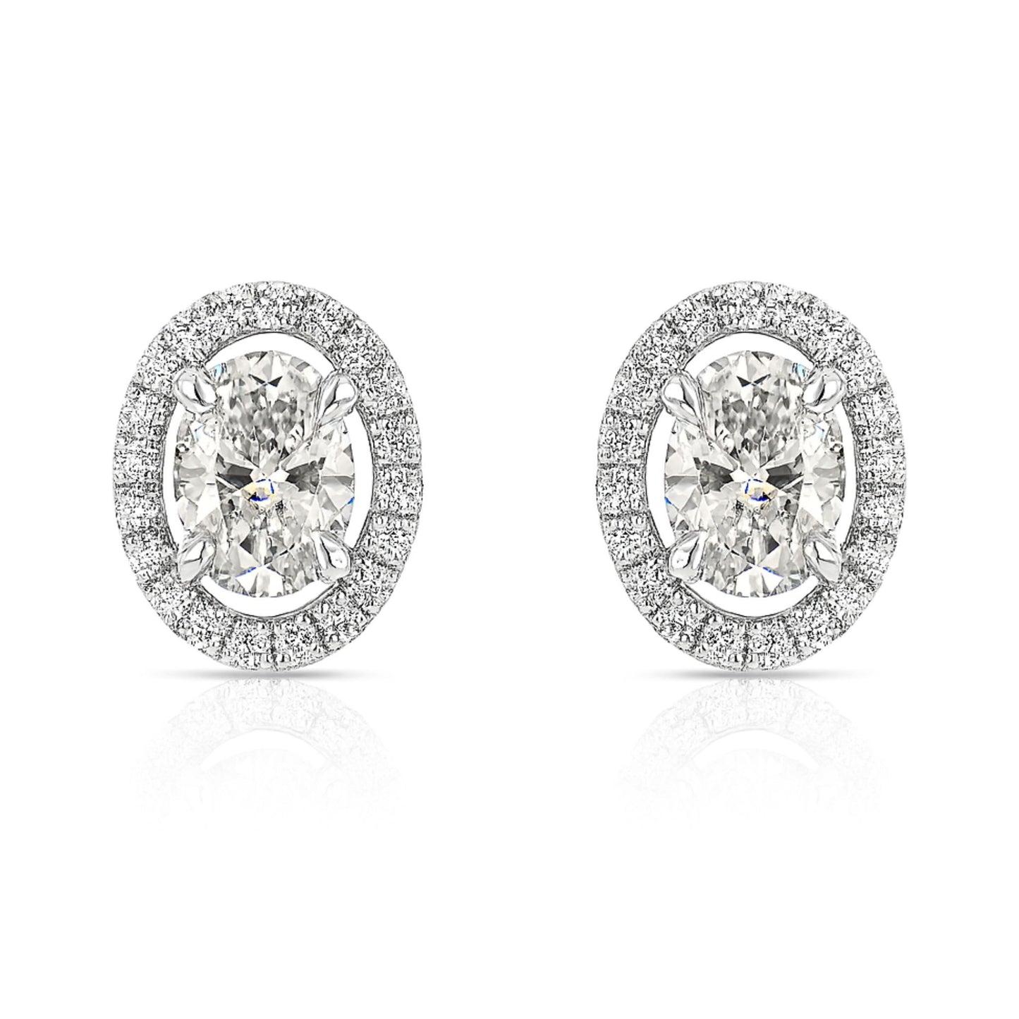 14K 0.76cttw Oval White Diamond 0.18cttw White Diamonds Stud Earrings