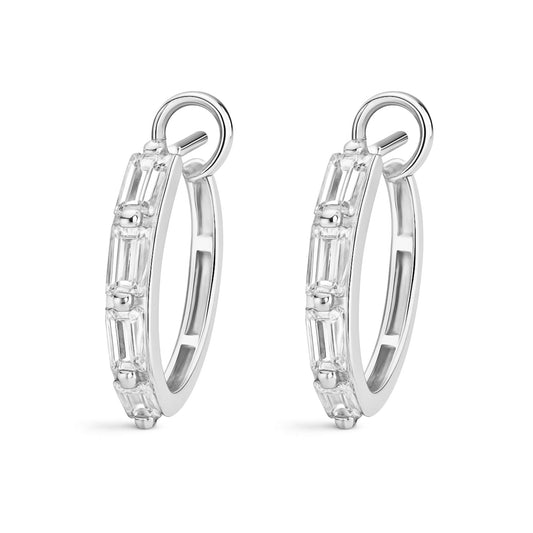 14K 0.52cttw Baguette VS White Diamond Hoop Earrings