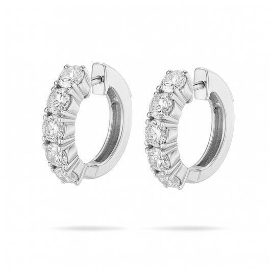 14K 2.00cttw Round VS White Diamond Hoop Earrings