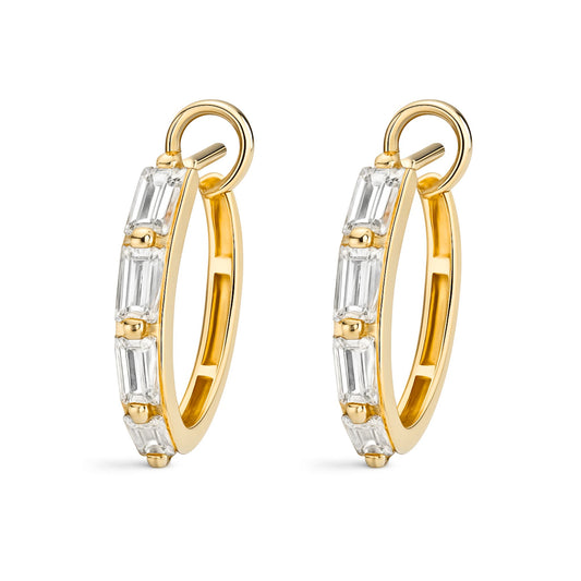14K 0.52cttw Baguette VS White Diamond Hoop Earrings