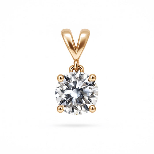 14K 0.80ct Round VS White Diamond Solitaire Pendant