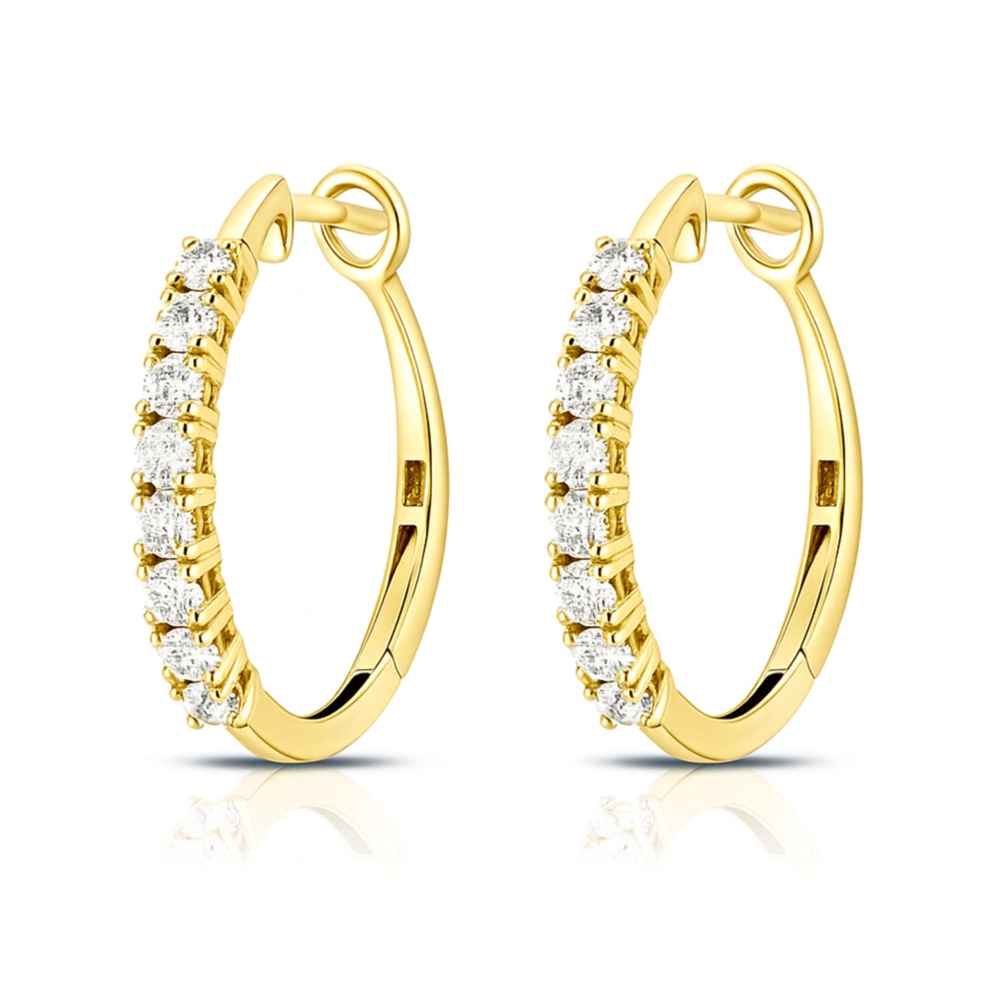 14K 1.04cttw Round VS White Diamond Hoop Earrings