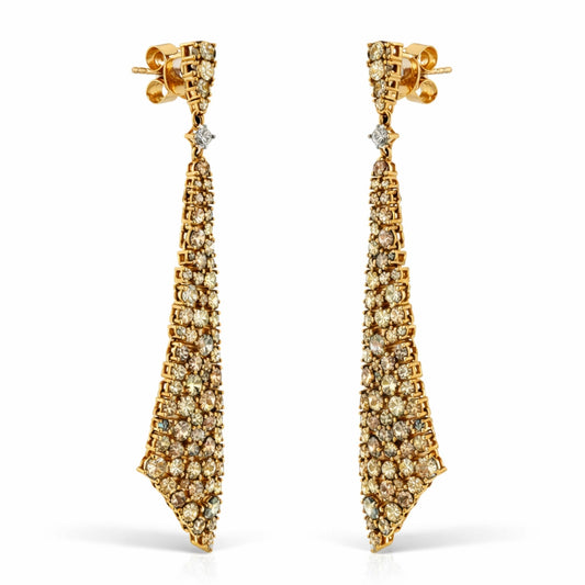 14K 7.42cttw Round Multi-Color Diamond Drop Earrings