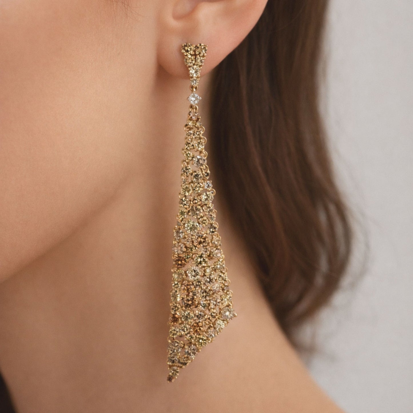 14K 7.42cttw Round Multi-Color Diamond Drop Earrings