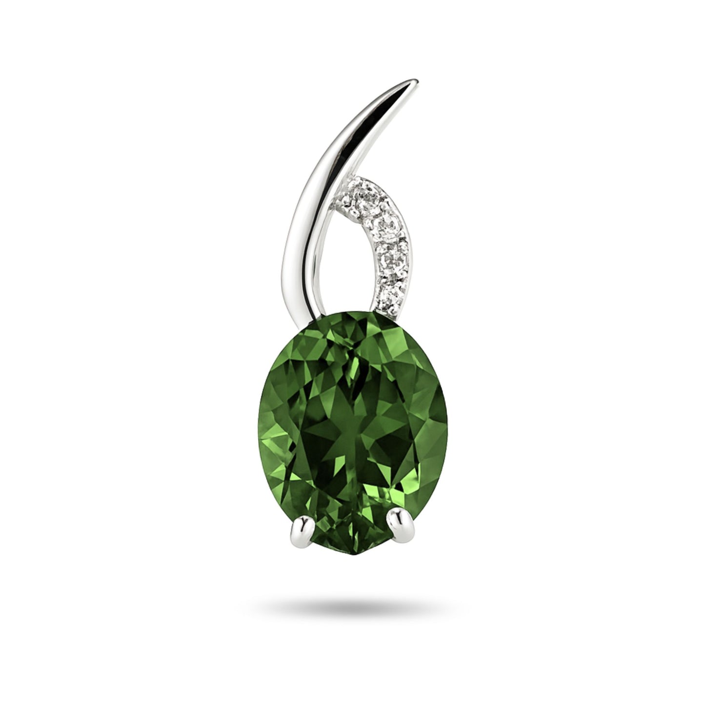 14K 2.51ct Oval Congo Tourmaline 0.01cttw VS White Diamonds Pendant