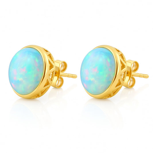 14K 3.24cttw Oval Crystal Opal Stud Earrings