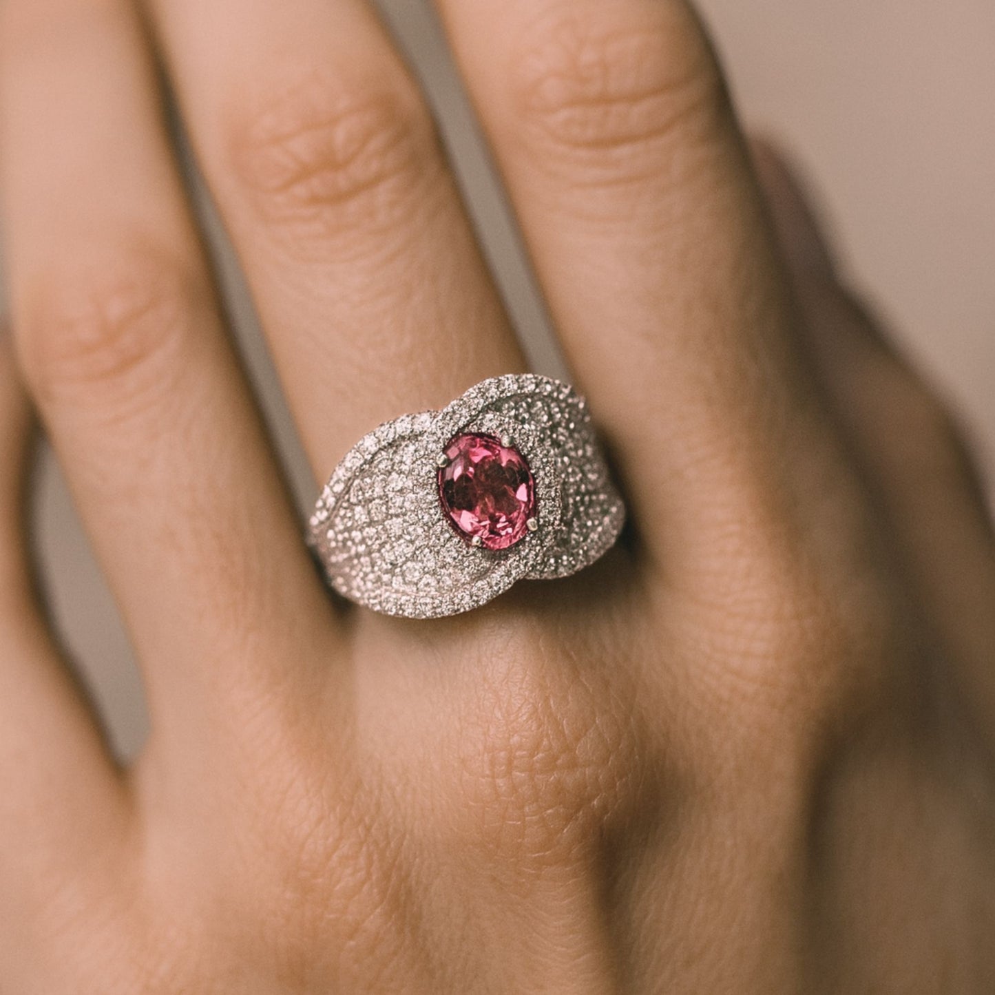 14K 1.17ct Oval Private Collection Imperial Topaz 0.93cttw VS White Diamonds Ring