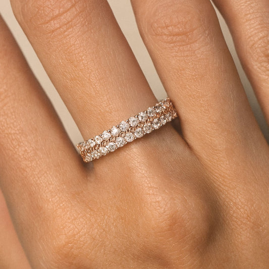 14K 1.35cttw Round Pink Diamond Band Ring