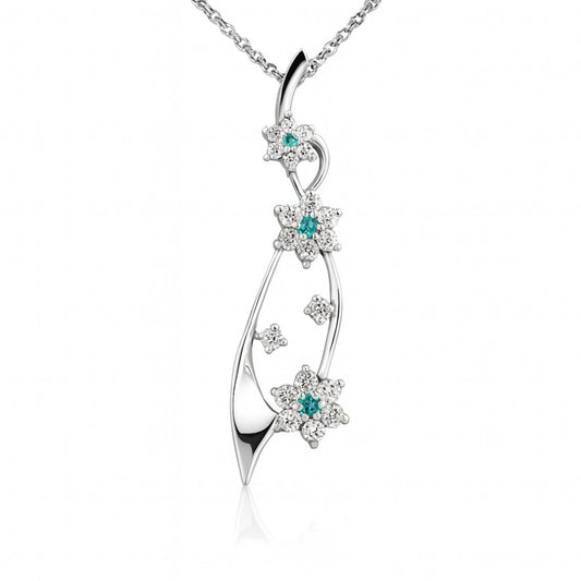 18K 0.07cttw Round Brazilian Paraiba 0.52cttw White Diamonds Pendant