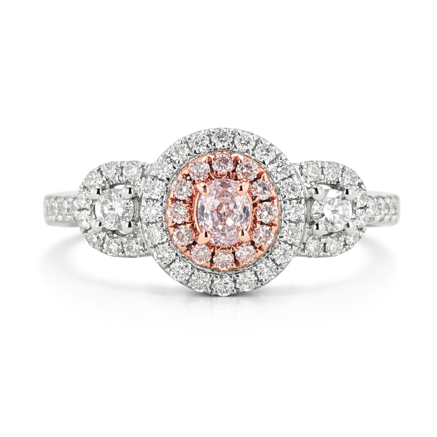 18K 0.22ct Oval Pink Diamond 0.54cttw Pink & White Diamonds Ring