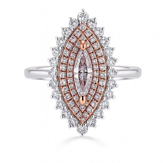 18K 0.32ct Marquise VS2 Pink Diamond 0.75cttw Pink & White Diamonds Ring GIA #5426344245