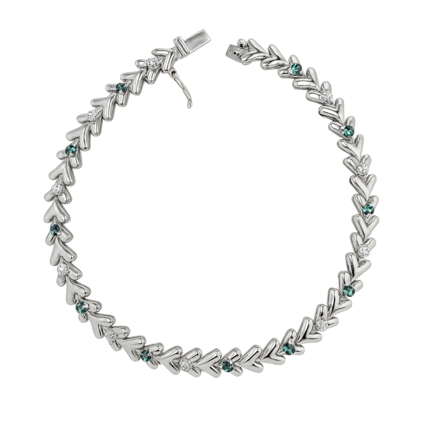 18K 0.72cttw Round Alexandrite 0.69cttw White Diamonds Bracelet