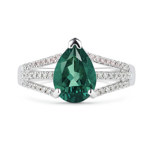 18K 1.63ct Pear Shape Congo Tourmaline 0.33cttw VS White Diamonds Ring