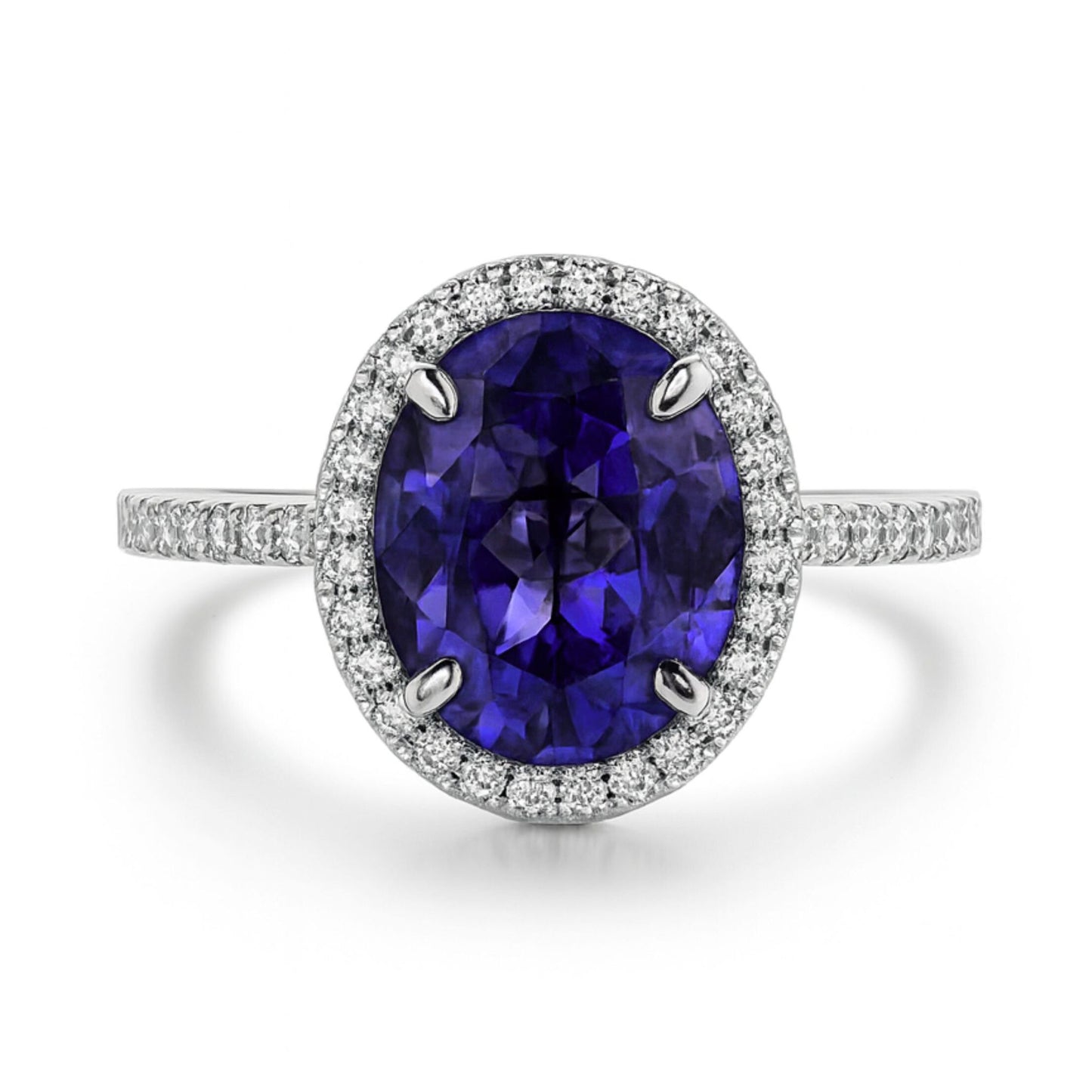 18K 2.10ct Oval Iolite 0.70cttw VS White Diamonds Ring