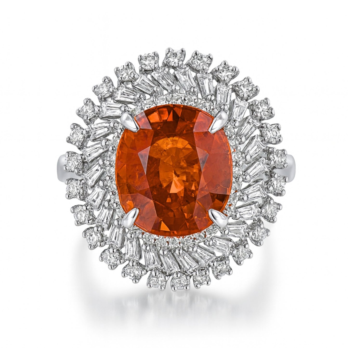 18K 4.49ct Oval Mandarin Garnet 1.08cttw VS White Diamonds Ring