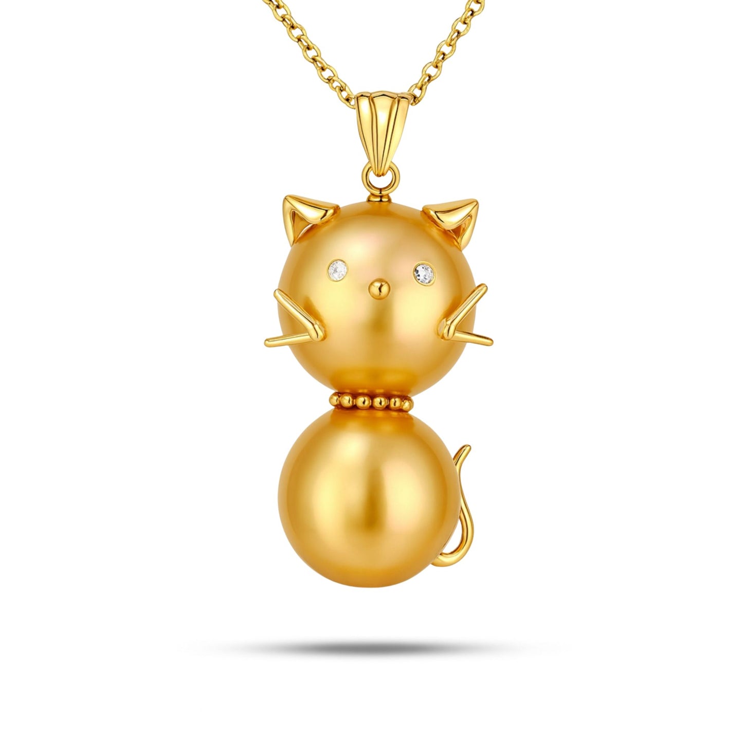 18K South Sea Golden Pearl Cat Pendant