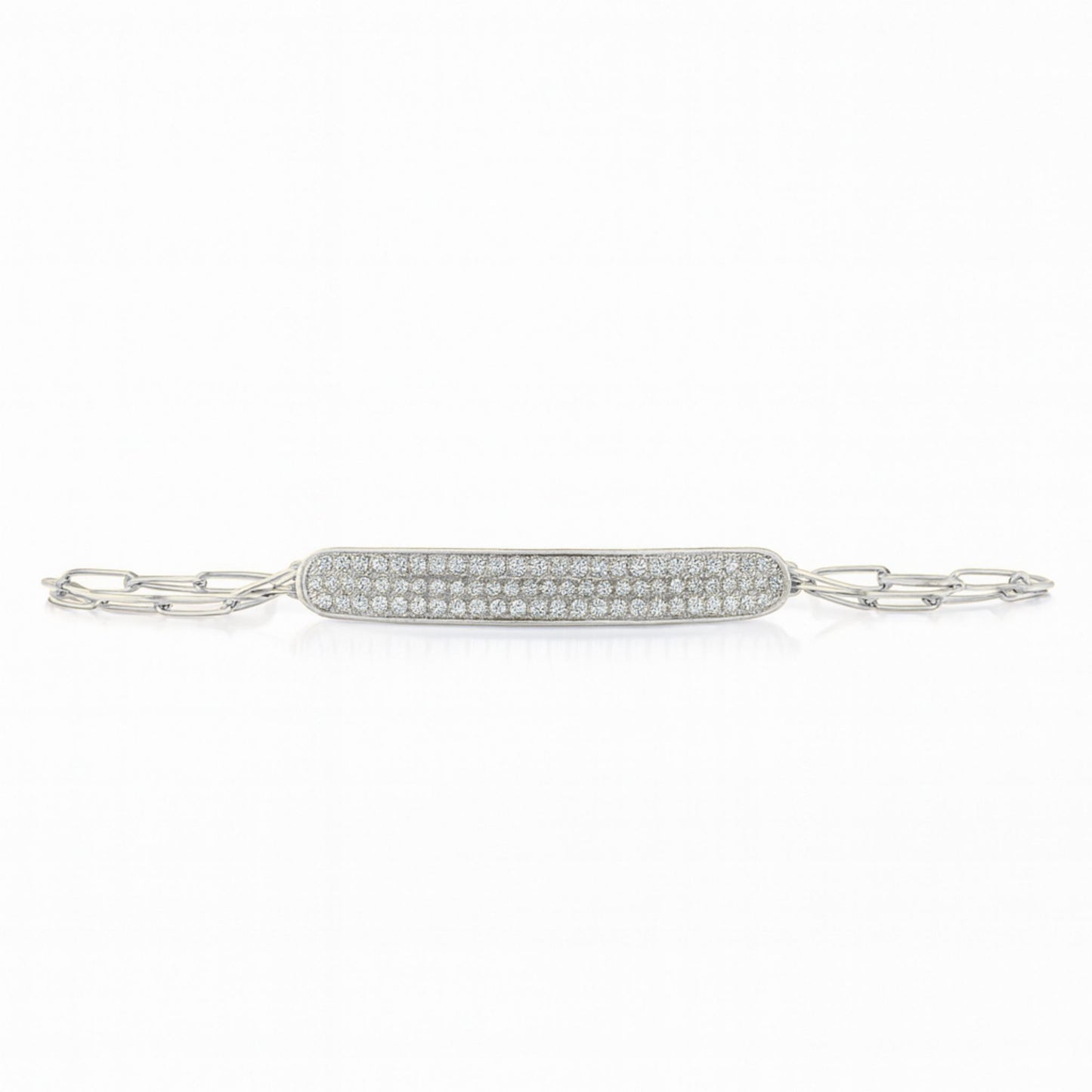 18K 0.86cttw VS White Diamond Custom Engraved I.D. Bracelet