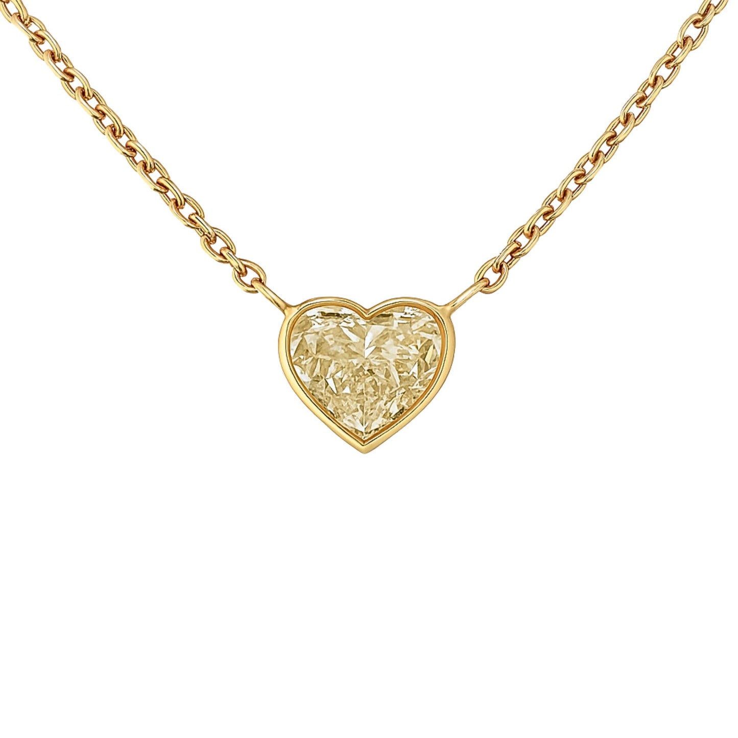 18K 1.20ct Heart Shape Yellow Diamond Necklace