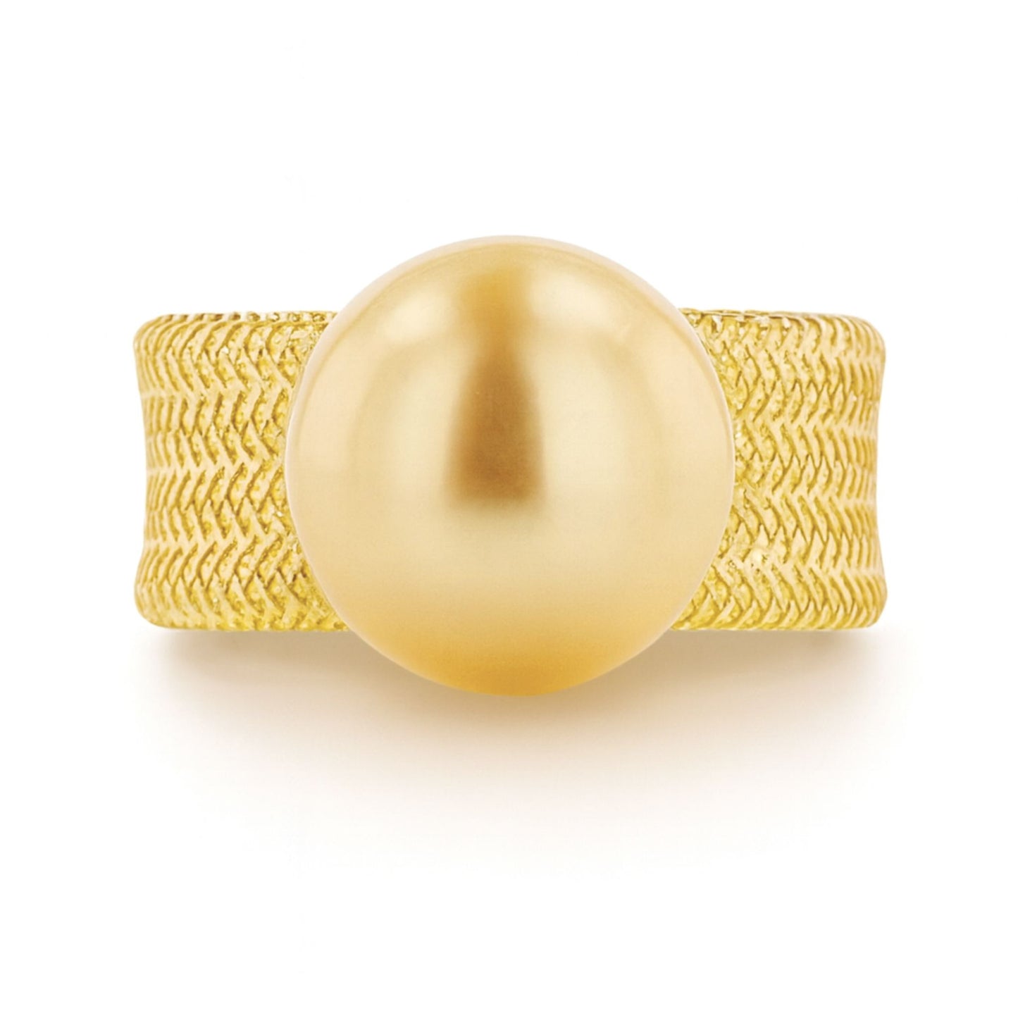 18K 12mm South Sea Golden Pearl Woven Adjustable Ring
