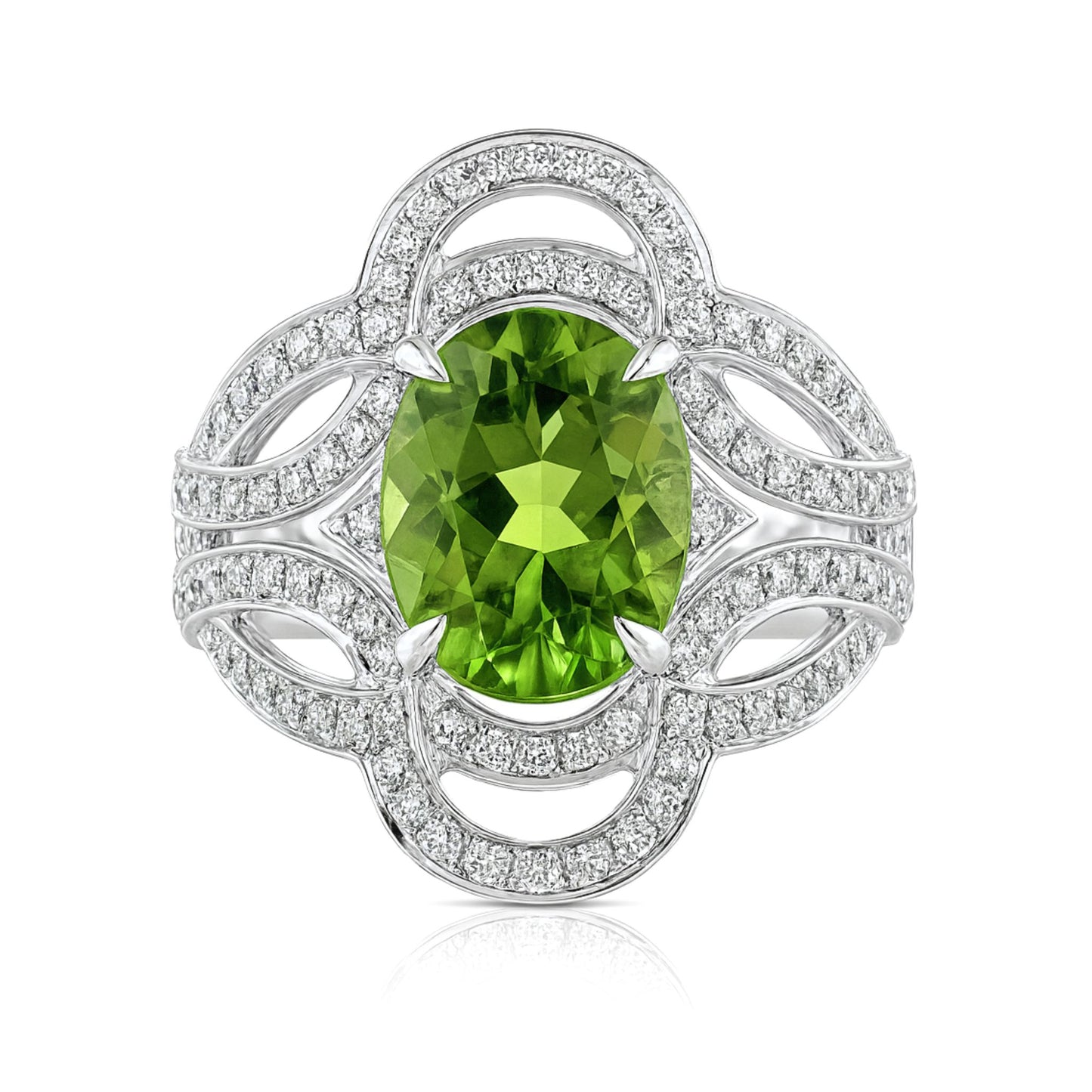 18K 2.46ct Oval Green Paraiba 0.62cttw VS White Diamonds Ring