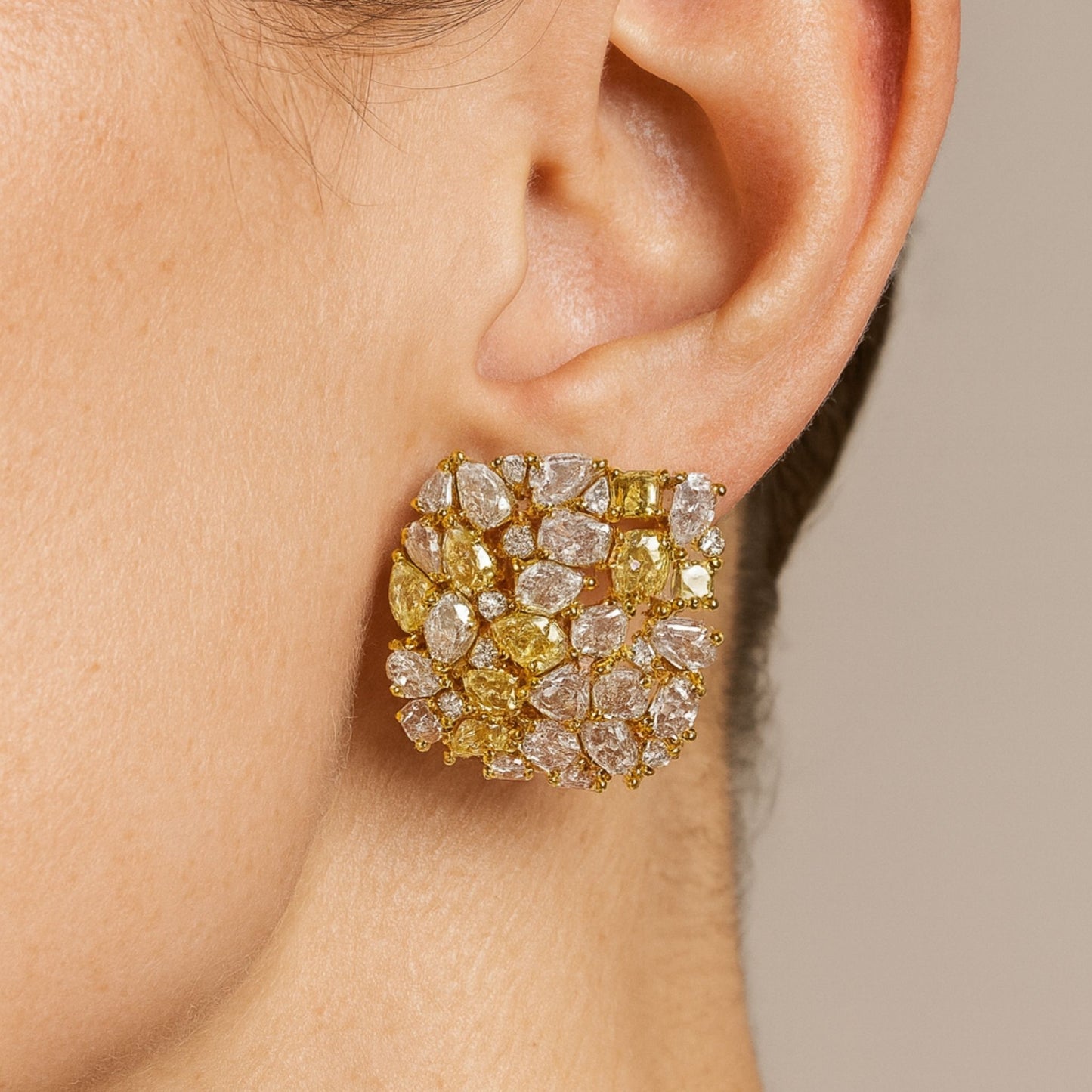 18K 6.71cttw Multi-Color Diamond Stud Earrings