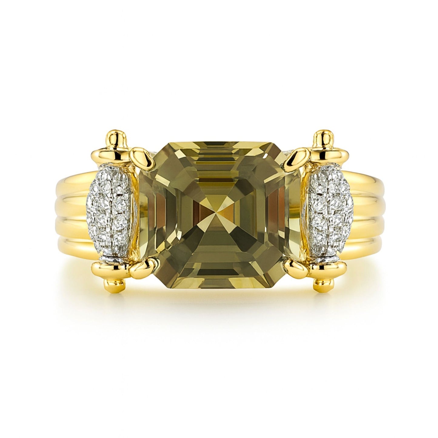 14K 2.59ct Asscher Cut Color Change Diaspore 0.14cttw VS White Diamonds Ring