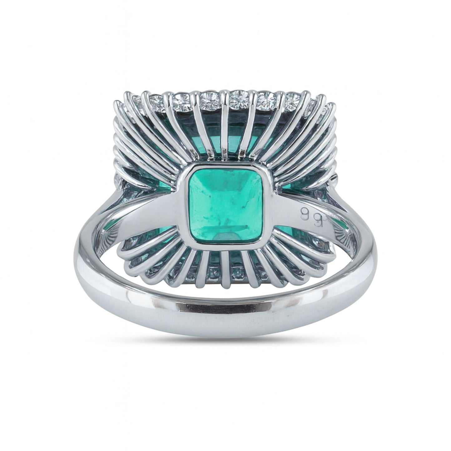Platinum 8.63ct Emerald Cut Colombian Emerald 0.98cttw White Diamonds Ring