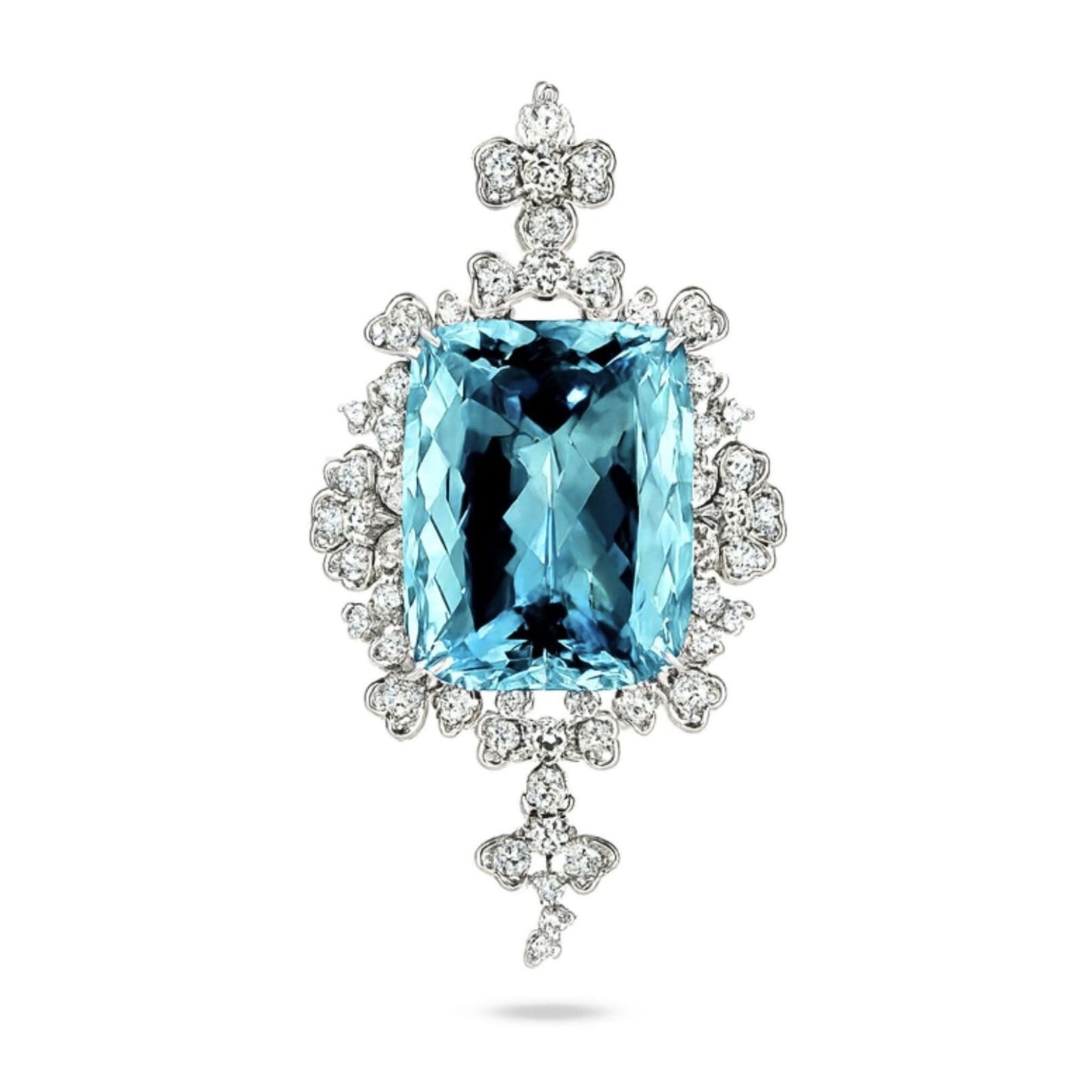 18K 26.99ct Cushion Santa Maria Aquamarine 1.95cttw White Diamonds Pendant