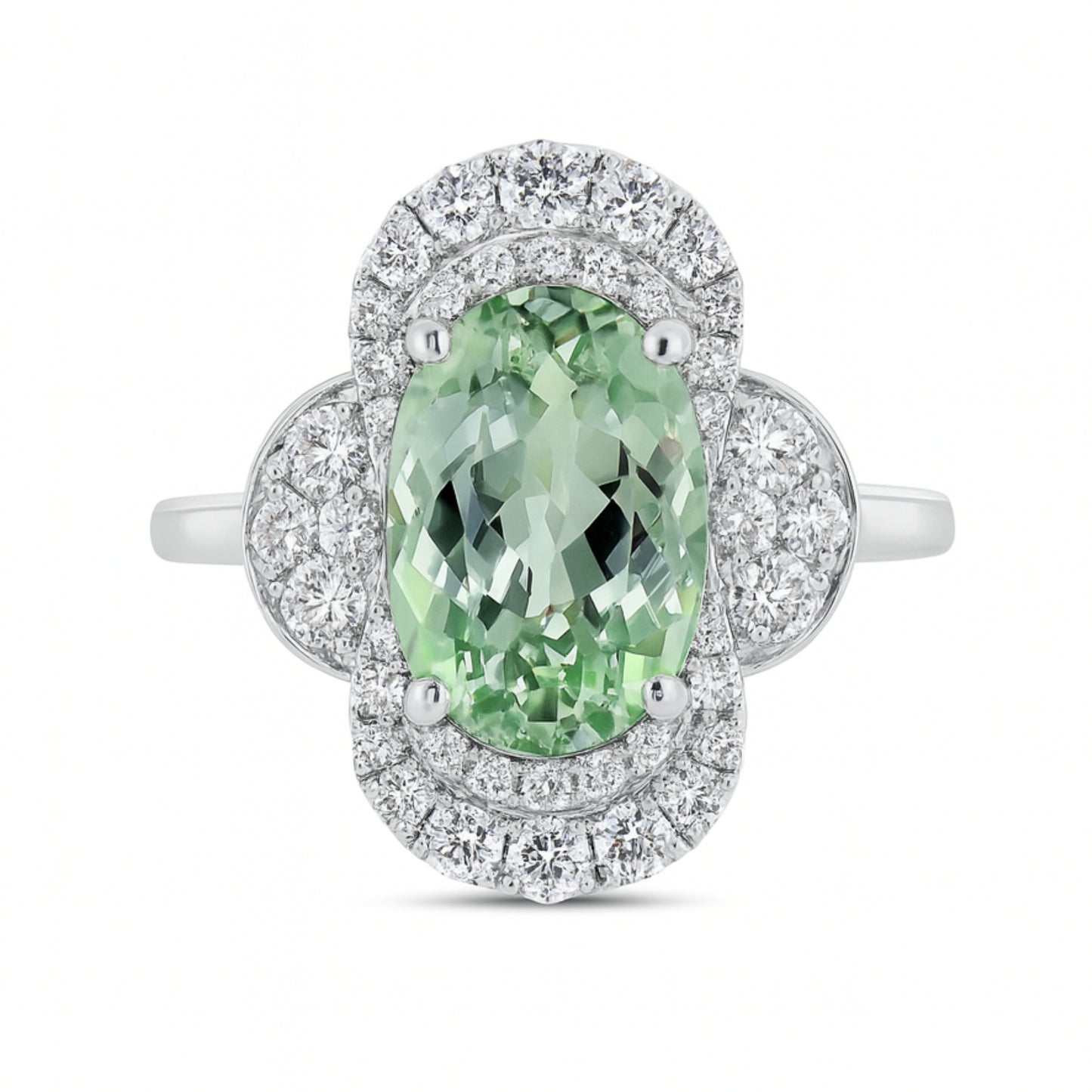 14K 3.25ct Oval Congo Tourmaline 0.78cttw VS White Diamonds Ring