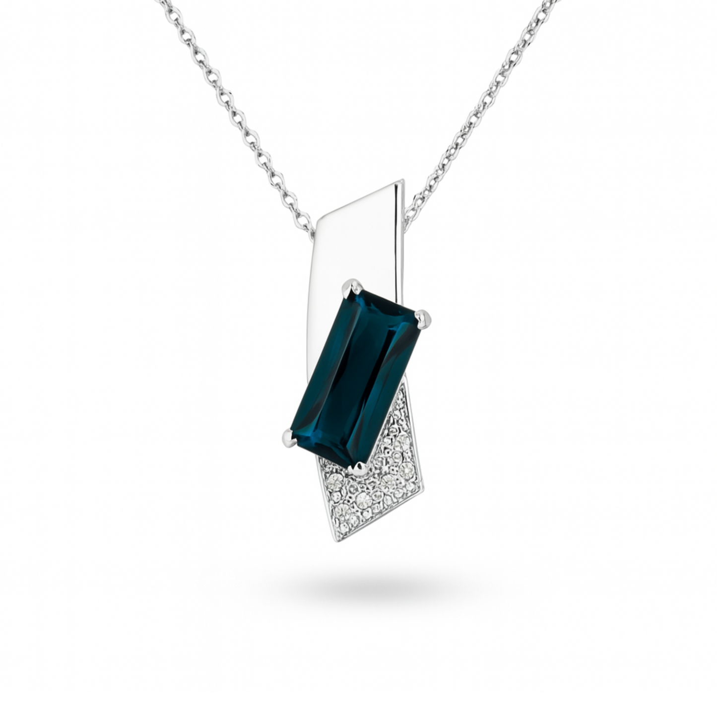 Platinum 3.72ct Baguette Indicolite 0.12cttw White Diamonds Designer Pendant