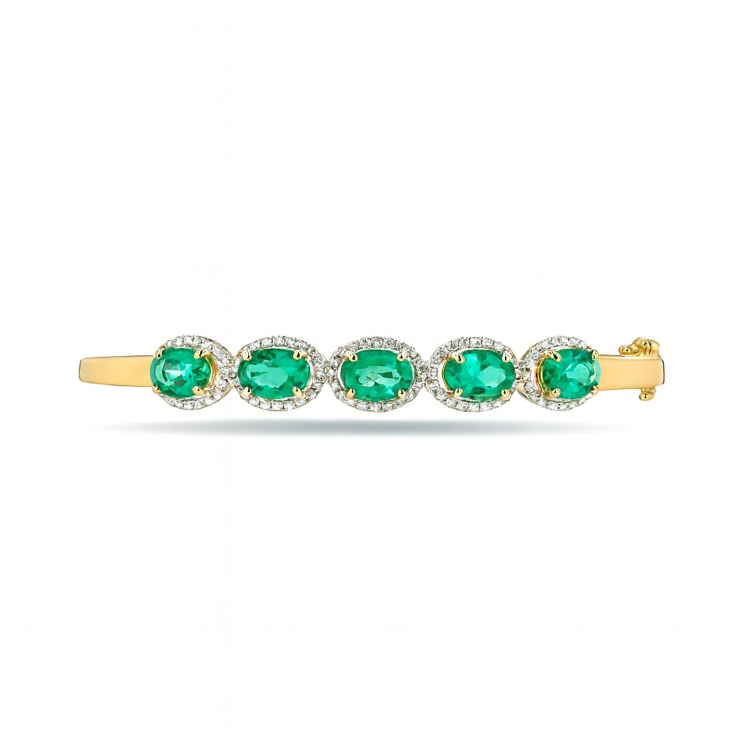 14K 3.83ct Oval Emerald 0.49cttw VS White Diamonds Bangle