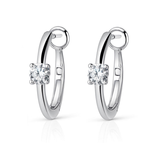 14K 0.63cttw Round VS White Diamond Hoop Earrings