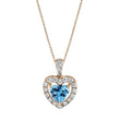 Load image into Gallery viewer, 14K 1.56ct Heart Shape Swiss Blue Topaz 0.35cttw VS Diamond Pendant