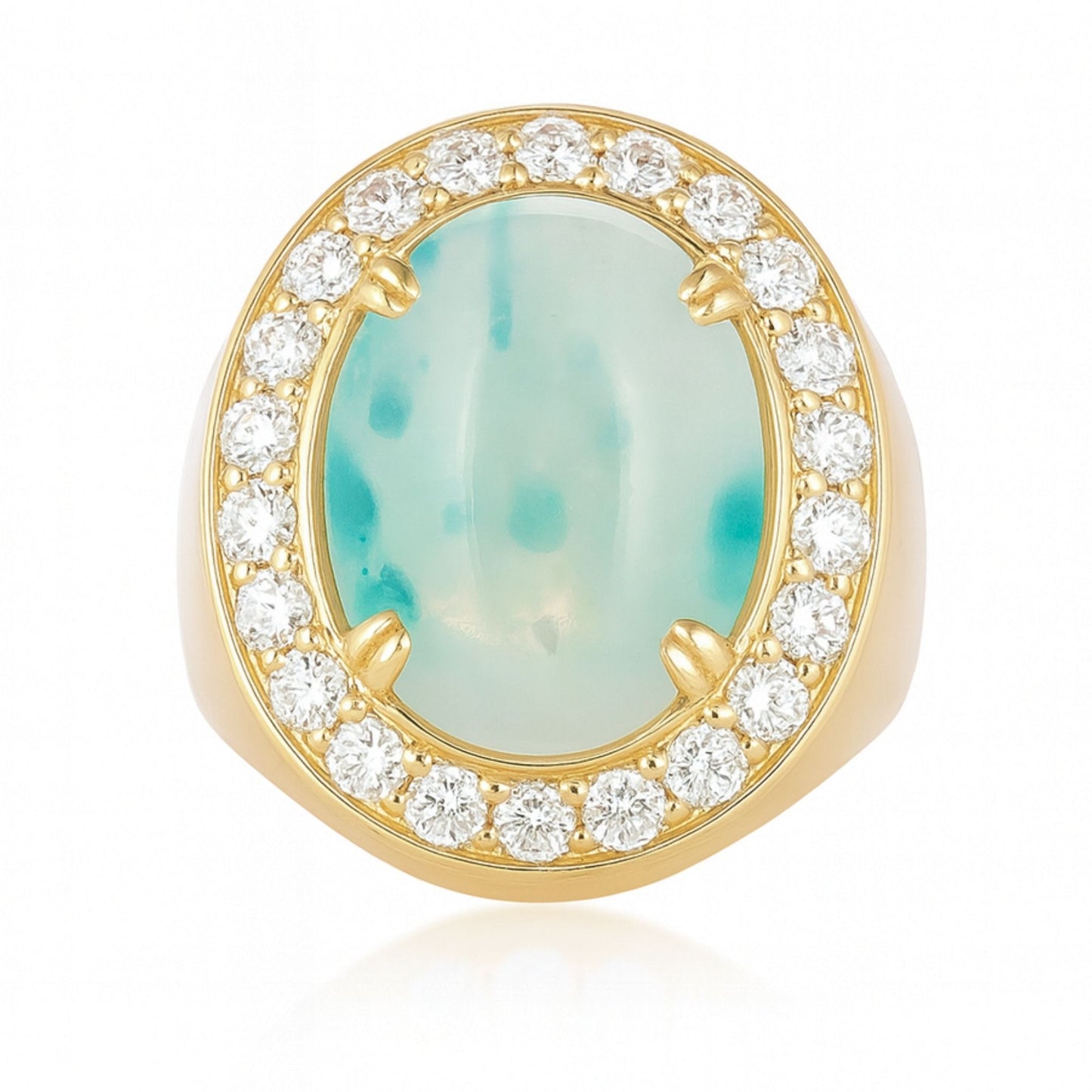 14K 5.93ct Oval Brazilian Paraiba in Quartz 1.30cttw VS White Diamonds Ring