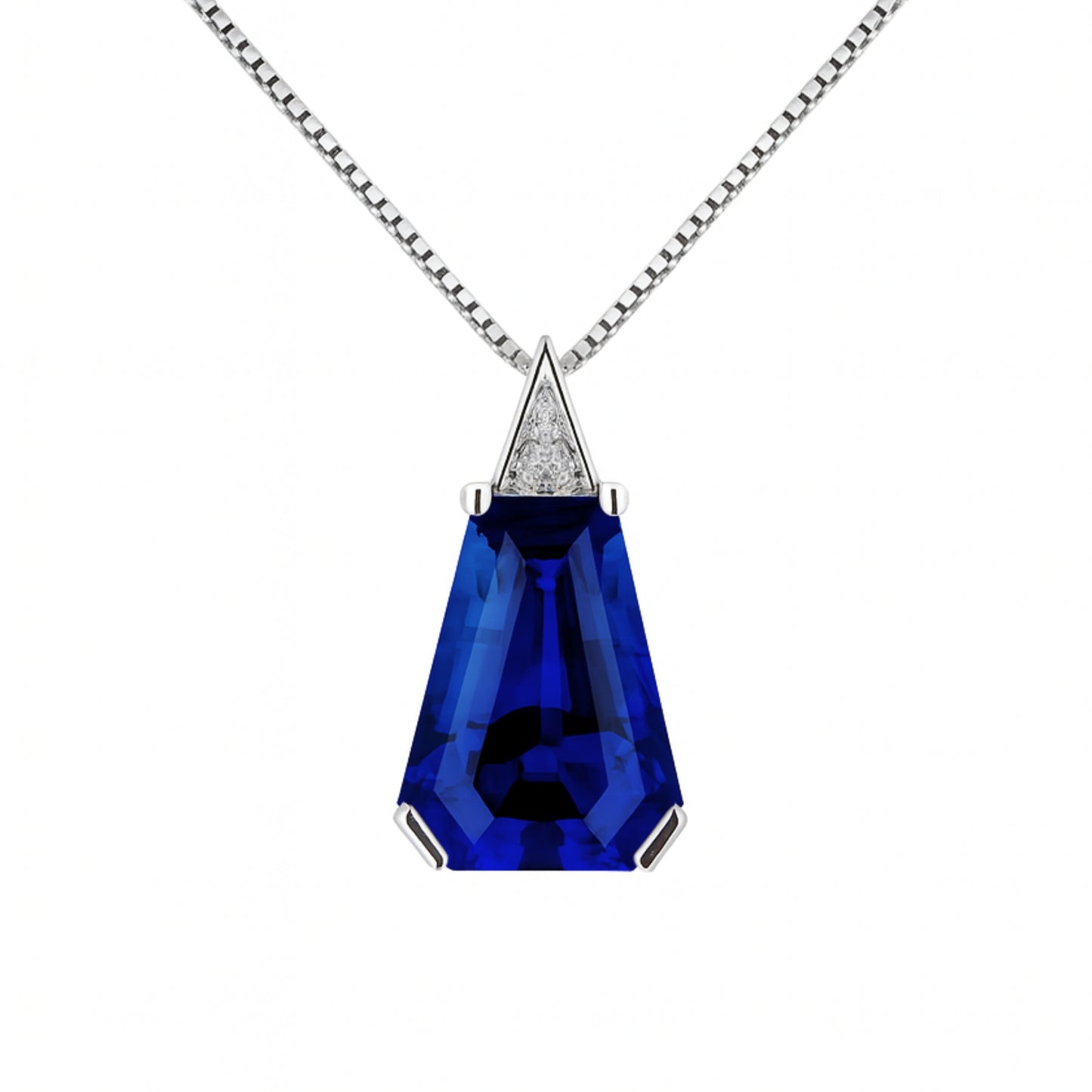 14K 6.14cttw Fancy Cut Blue Wing Tanzanite 0.03cttw White Diamonds Pendant