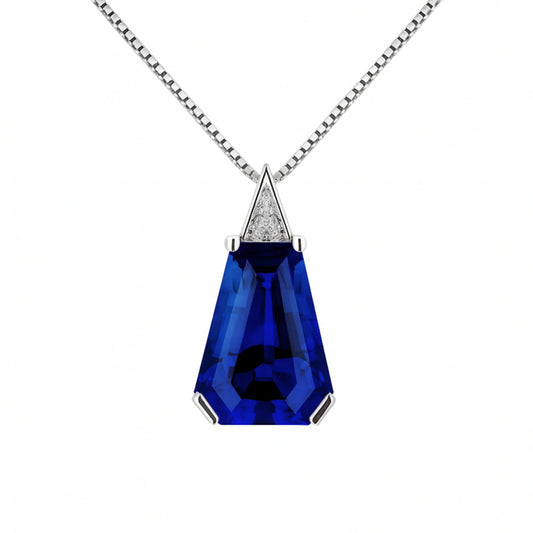 14K 6.14cttw Fancy Cut Blue Wing Tanzanite 0.03cttw White Diamonds Pendant