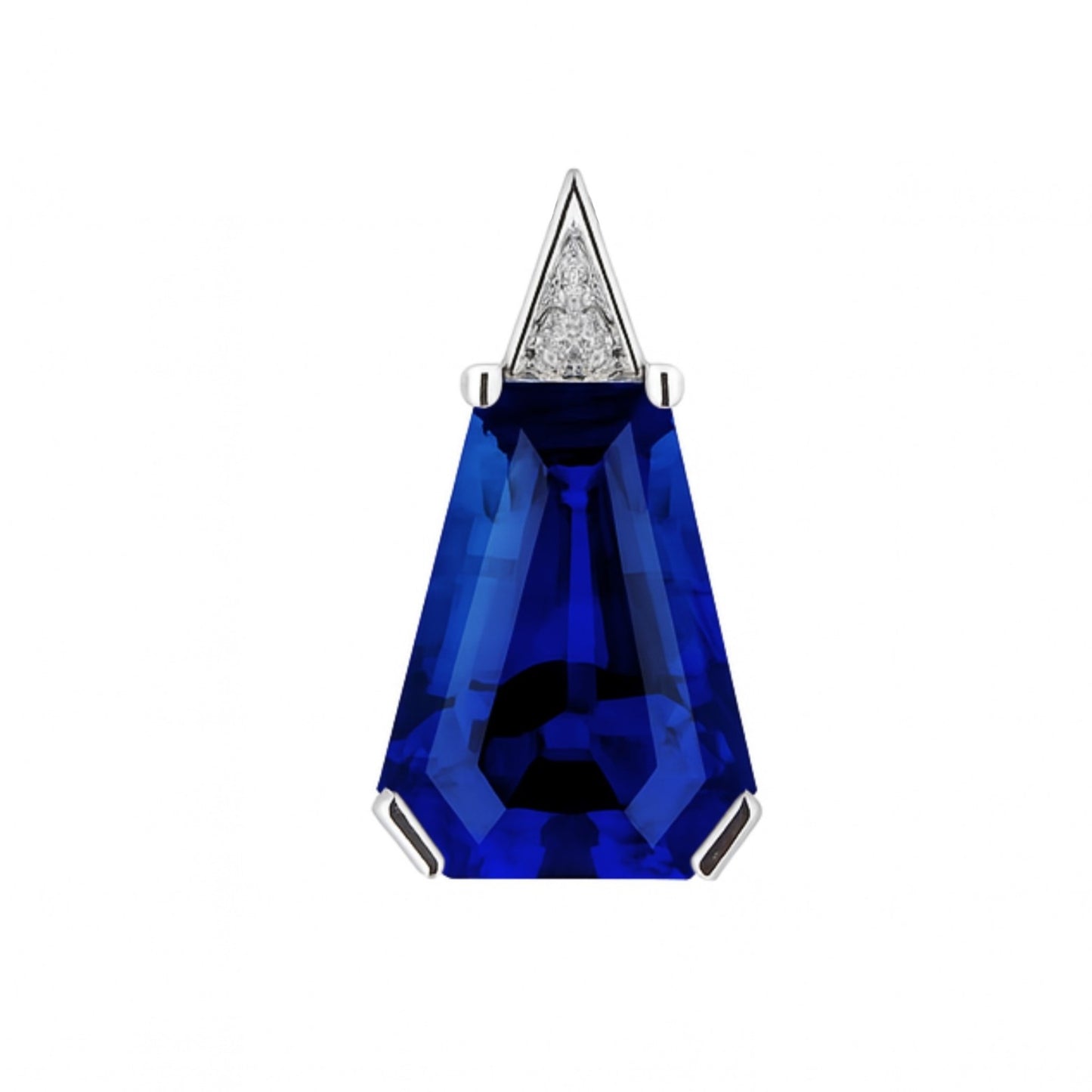 14K 6.14cttw Fancy Cut Blue Wing Tanzanite 0.03cttw White Diamonds Pendant