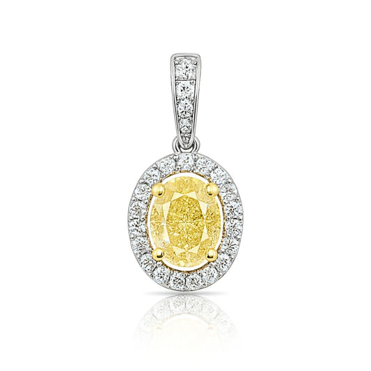 14K 0.50ct Oval VS Yellow Diamond 0.10cttw VS White Diamonds Pendant