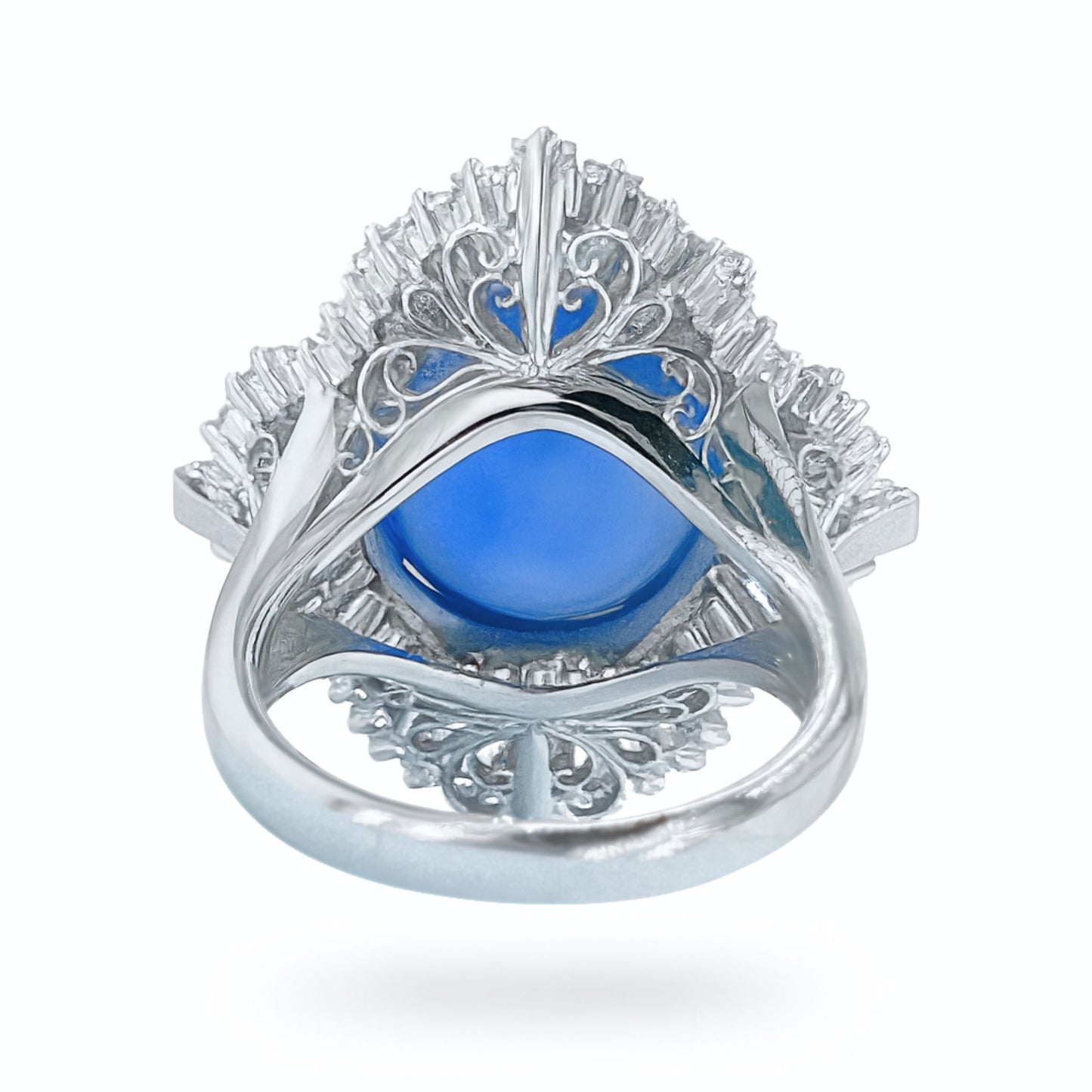 Platinum 19.79ct Oval Unheated Star Sapphire 2.30cttw White Diamonds Ring GIA #2239266967