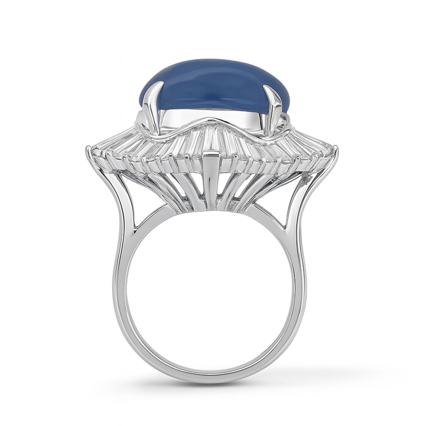 Platinum 19.79ct Oval Unheated Star Sapphire 2.30cttw White Diamonds Ring GIA #2239266967