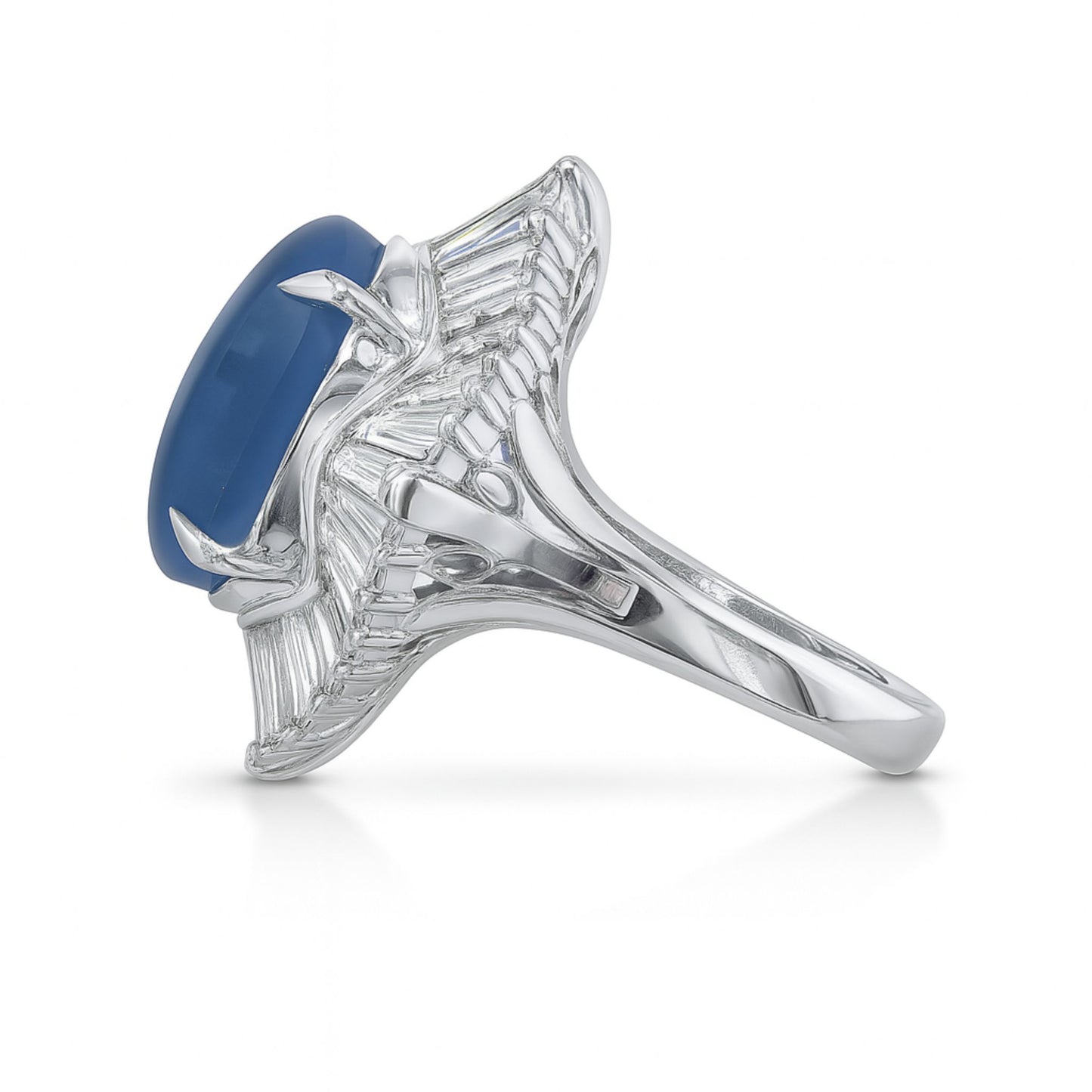 Platinum 19.79ct Oval Unheated Star Sapphire 2.30cttw White Diamonds Ring GIA #2239266967