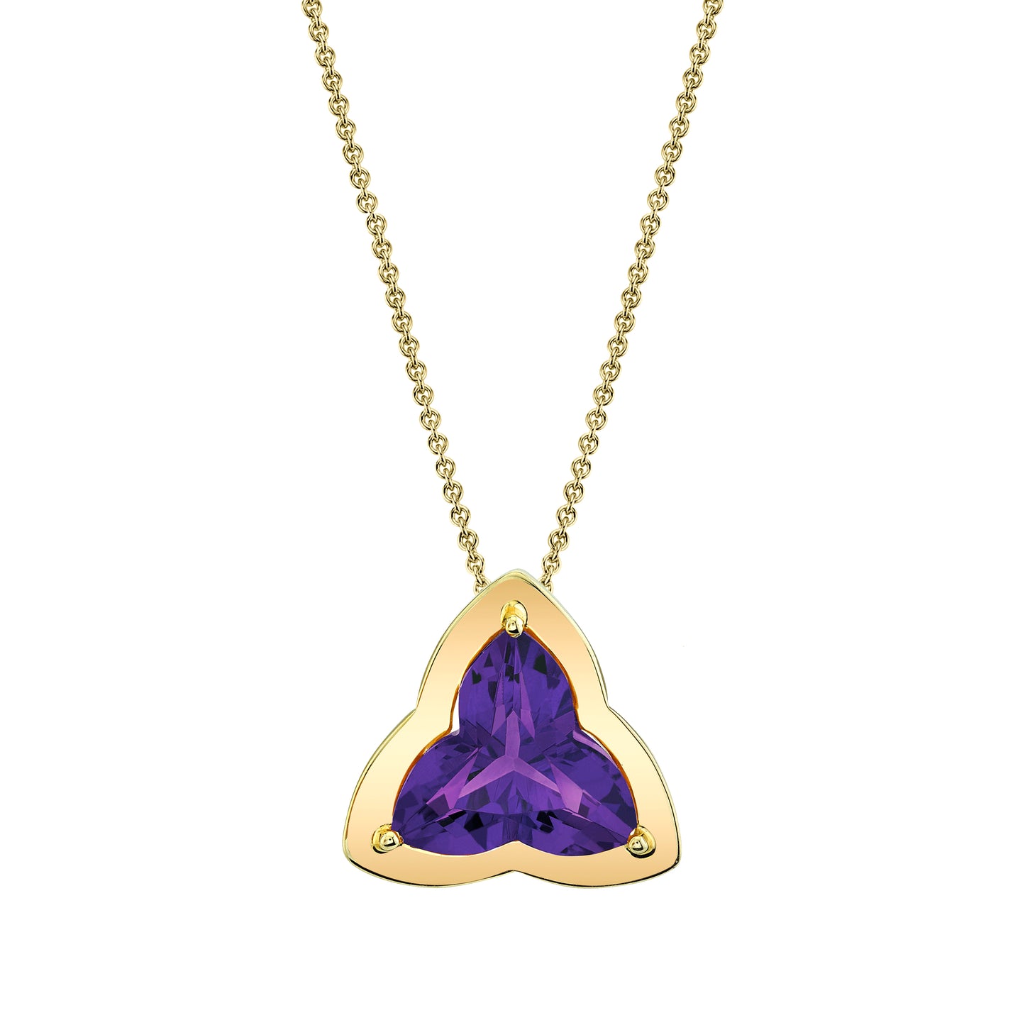 14K Fancy Triflower Cut Amethyst Pendant