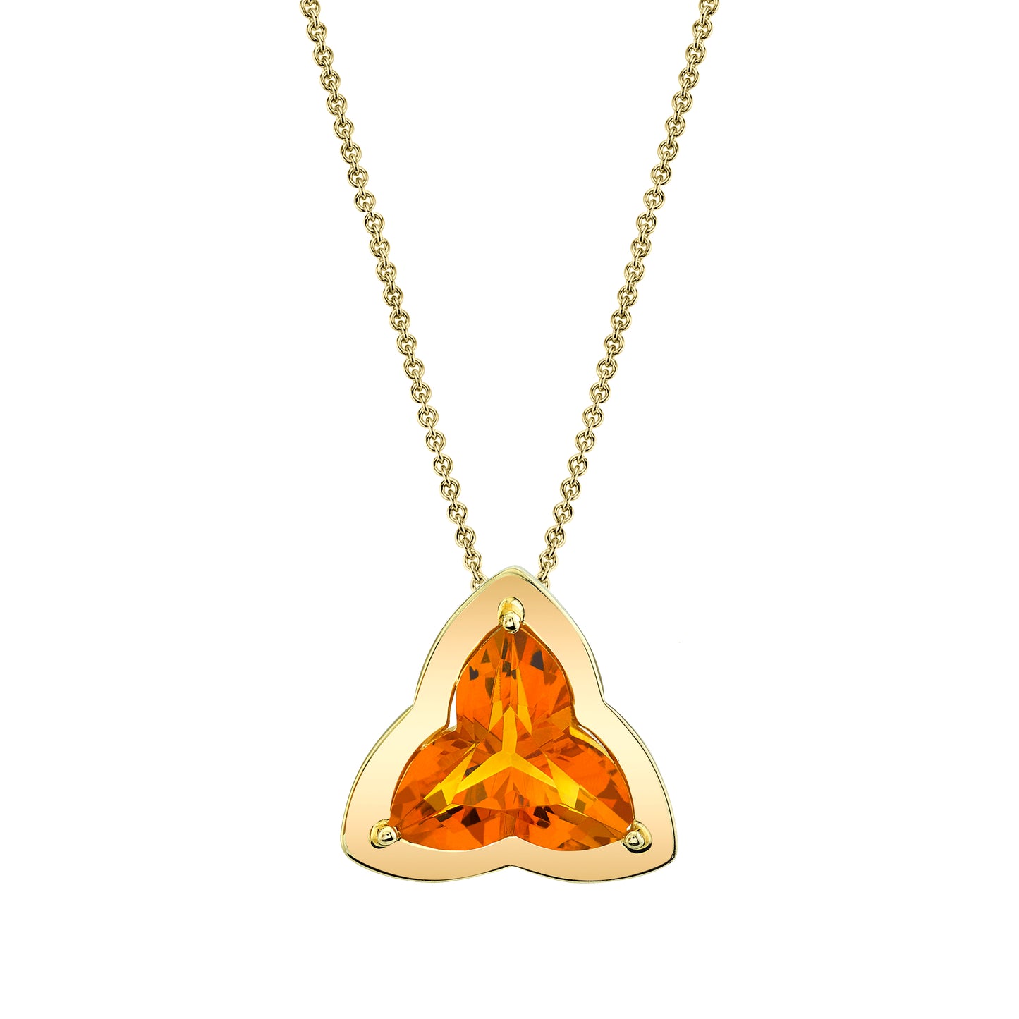 Fancy Triflower Cut Madiera Citrine Pendant in 14K Yellow Gold