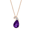 Load image into Gallery viewer, 14K Pear Shape Amethyst and Diamond Seedling Pendant