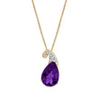 Load image into Gallery viewer, 14K Pear Shape Amethyst and Diamond Seedling Pendant