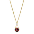 Load image into Gallery viewer, Cushion Garnet Wishbone Pendant with Diamonds in 14K Yellow Gold