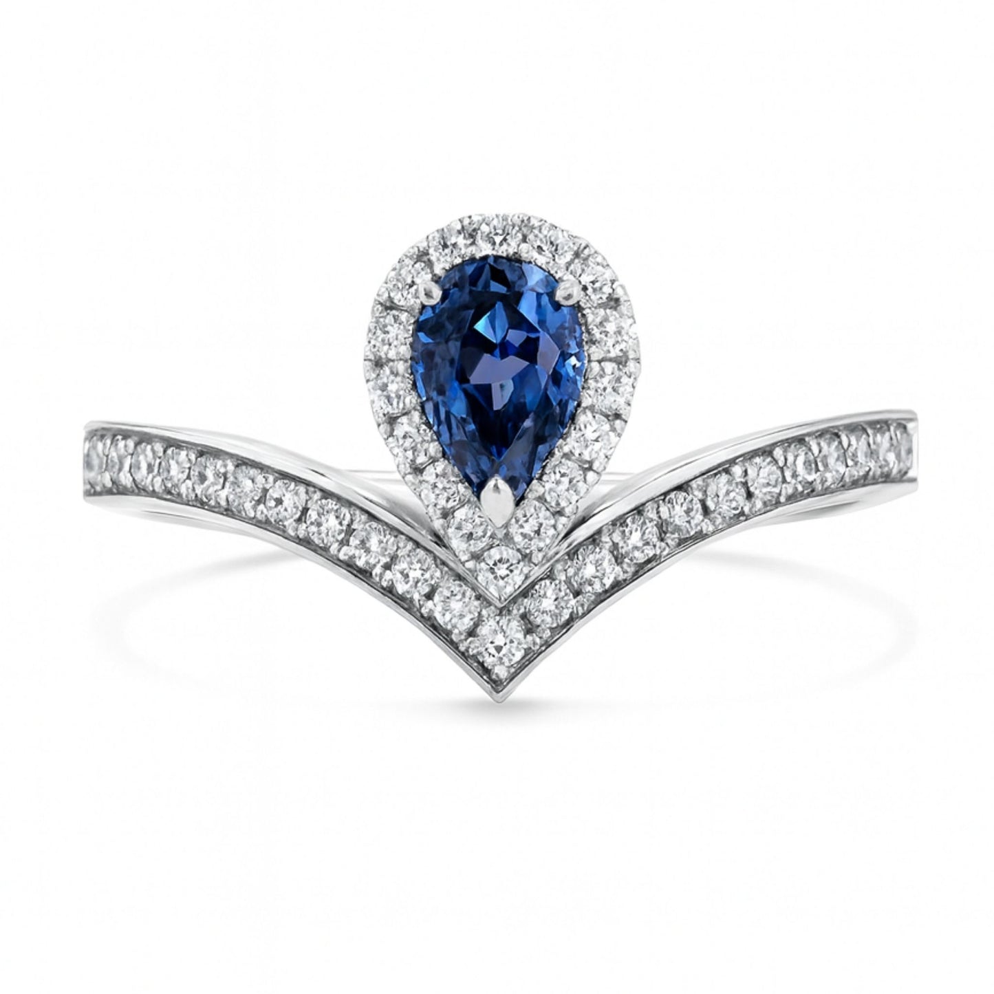Platinum 0.66ct Pear Shape Benitoite 0.25cttw White Diamonds Ring