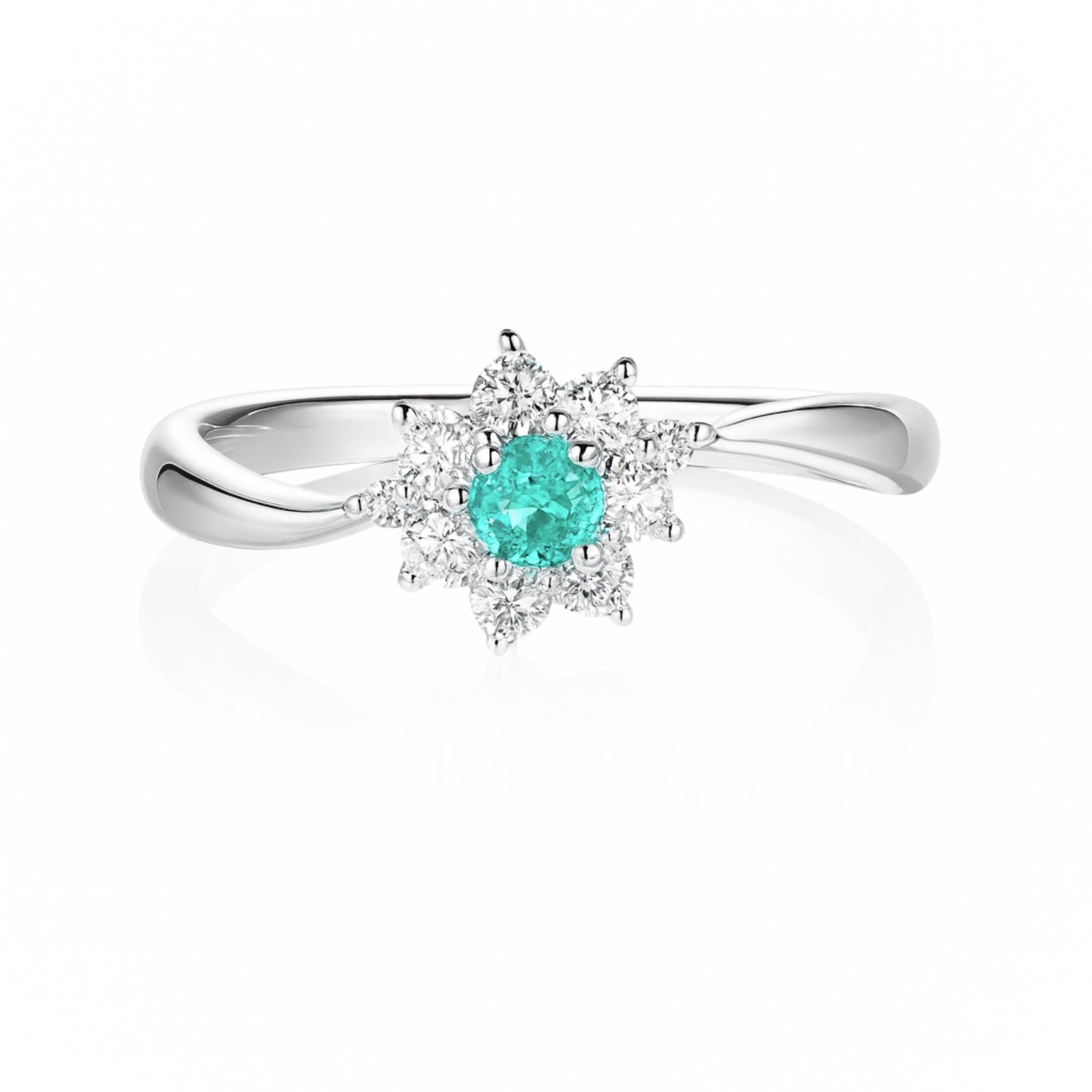 Platinum 0.10ct Round Brazilian Paraiba 0.26cttw White Diamonds Ring
