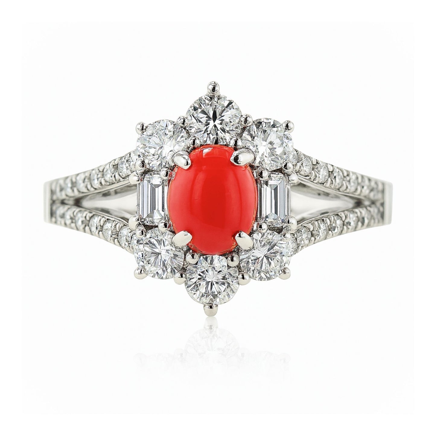 Platinum 0.80ct Oval Conch Pearl 0.71cttw White Diamonds Ring